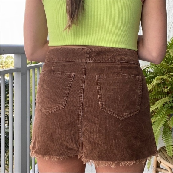 Blue Asphalt Brown Corduroy Mini Skirt - Picture 5 of 6